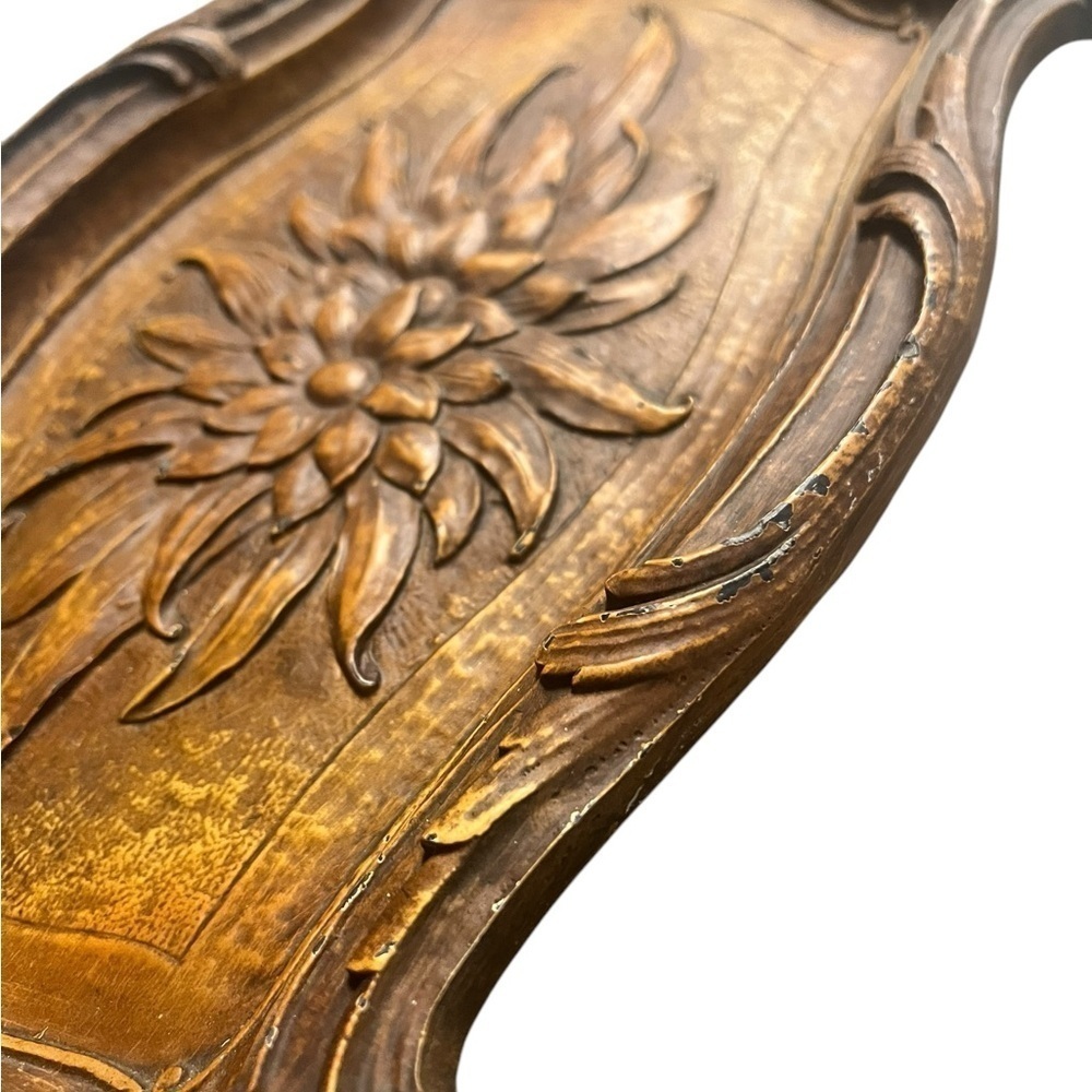 Beautiful Rustic Rectangle Carved Tray - Picture 2 of 6